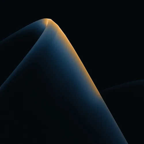 Curved dark forms lit along one edge in amber
